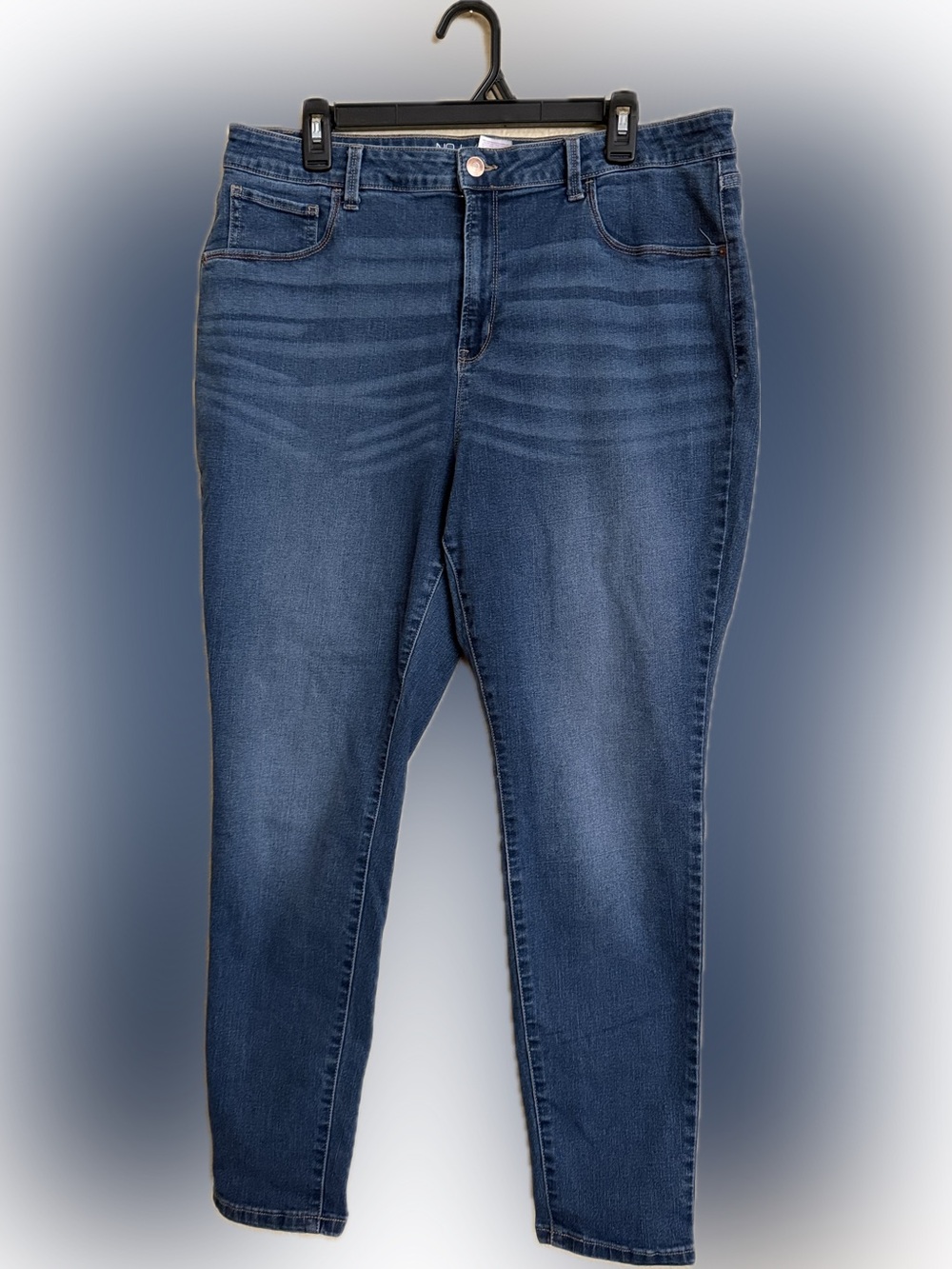 No Boundaries NO BO Blue Denim Jean Size 19 High Waist Medium Wash Stretch